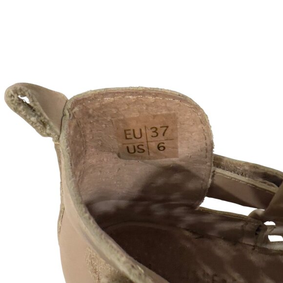 Anthro Musse & Cloud Caila Leather Western Coastal Cowgirl Cutout Ankle Boots 7 - Picture 5 of 10